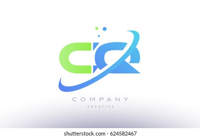 cq c q alphabet green blue swoosh letter company logo vector icon design template