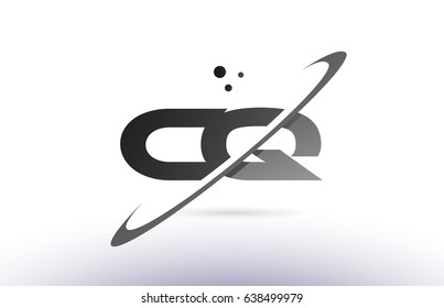 cq c q alphabet letter logo black white grey swoosh creative text dots company vector icon design template