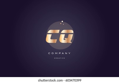 cq c q  gold yellow golden metal metallic bold luxury product modern creative gradient alphabet company logo design vector icon template