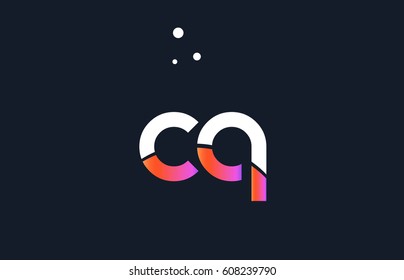 cq c q  pink modern creative purple alphabet white blue gradient company letter logo design vector icon template