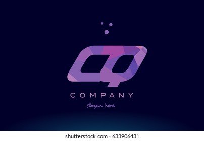 cq c q polygon polygonal letter alphabet text pink purple dots creative company logo vector icon design template