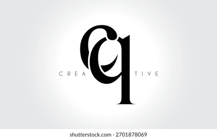 CQ  Elegant Serif Monogram Logo – Luxury Lowercase Typographic Lettermark for Modern Branding