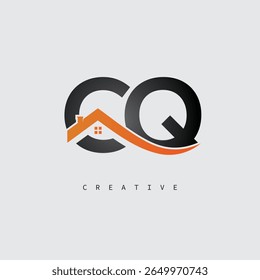 CQ House Letter Logo – Creative Real Estate Monogram with Roof Shape and Home Icon for Property, Architecture and Modern Branding Identity