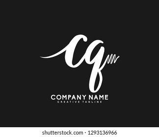 CQ Initial Handwriting Logo Template Vector