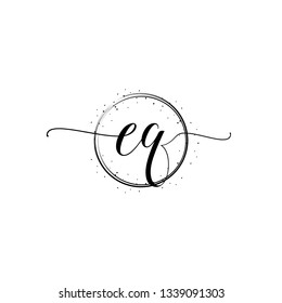 CQ  Initial Handwriting logo template vector