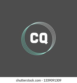 CQ  Initial Handwriting logo template vector