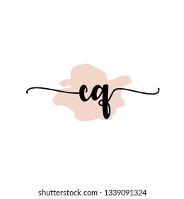 CQ  Initial Handwriting logo template vector