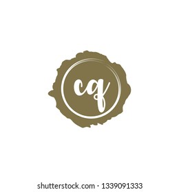 CQ  Initial Handwriting logo template vector