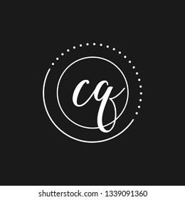 CQ  Initial Handwriting logo template vector