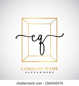 CQ Initial Handwriting logo template vector