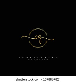 CQ initial handwriting logo template vector
