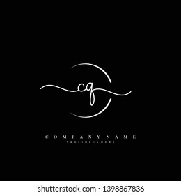 CQ initial handwriting logo template vector