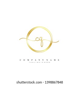 CQ initial handwriting logo template vector