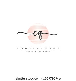 CQ Initial handwriting logo vector. Hand lettering With Sunrise for designs.