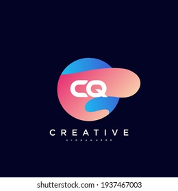 CQ Initial Letter logo icon design template elements with wave colorful art.