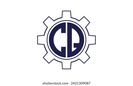 CQ initial letter mechanical circle logo design vector template. industrial, engineering, servicing, word mark, letter mark, monogram, construction, business, company, corporate, commercial, geometric