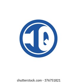 CQ initial letters circle business logo blue