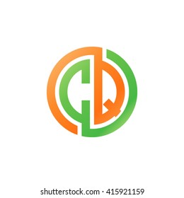 CQ initial letters linked circle logo orange green