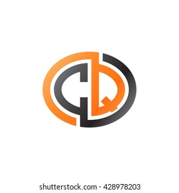 CQ initial letters looping linked ellipse logo orange black