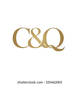 C&Q Initial logo. Ampersand monogram golden logo