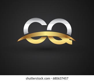 CQ initial logo company name colored gold and silver swoosh design. vector logo for business and company identity
