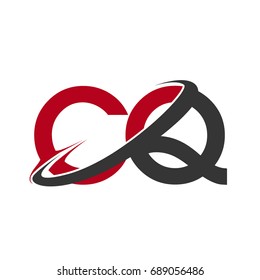 CQ initial logo company name colored red and black swoosh design, isolated on white background. vector logo for business and company identity.