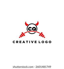 CQ initial monogram for fitnes or gym logo with devil style design