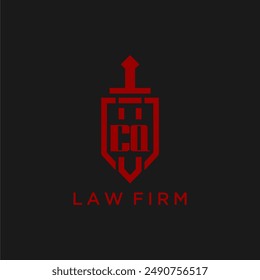 CQ initial monogram for law firm with sword and shield logo image