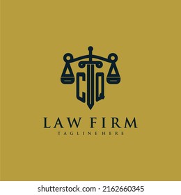 CQ initial monogram for lawfirm logo with sword and scale