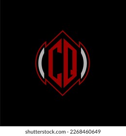 CQ initial monogram logo for gaming with Gemoteric line shape style design on isolated background