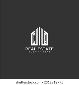 CQ initial monogram logo for real estate with home shapes creative design