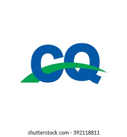 CQ initial overlapping swoosh letter logo blue green
