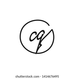 CQ initial signature logo. handwriting logo template vector,