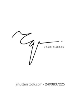 Cq Diseño de Vector de logotipo de firma inicial