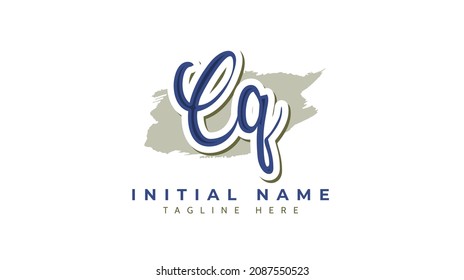 Cq Initials, handwriting logo vector