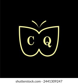 CQ Initials Luxury Butterfly logo Vector illustration
