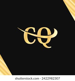 Logo de la carta C.Q Diseño mínimo Monograma diseño lujoso serif tipografía vector de nombre de negocio arte dorado Logotipos
