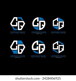 CQ letter logo set design.CQ monogram polygonal and circle shape vector. CQ unique design.
