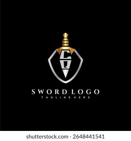 CQ letter luxury monogram for shield and sword style image