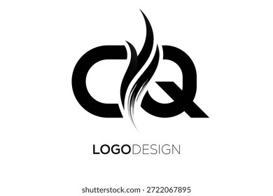 CQ Letter Monogram Logo with Artistic Brush Stroke for Modern Brand Identity
