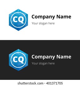 CQ Letters , Abstract Polygonal Background Logo, design for Corporate Business Identity, Alphabet letter