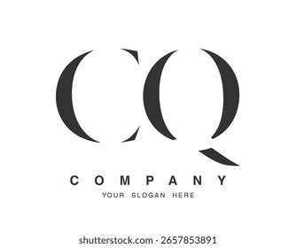 CQ logo design. Initial letter c and q serif font style. Creative classic company name typography. Trendy logotype or identity. Vector illustration.