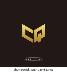 CQ Logo Letter Initial Logo Designs Templete with Gold and Black Background