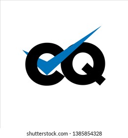CQ Logo Modern of Letter Tick Blue Initial Capital Designs Template