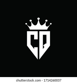 Estilo de emblema monogramo del logotipo CQ con plantilla de diseño de forma de corona