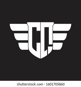 CQ Logo monogram with emblem and wings element design template