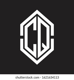 CQ Logo monogram with hexagon shape and outline slice style with black and white