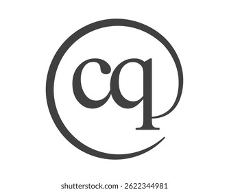 CQ logo from two letter with circle shape email sign style. C and Q round logotype of business company for brand identity.