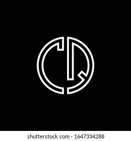 Plantilla de diseño de esquema de esquema de estilo de cinta de logotipo de monograma de CQ