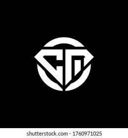 CQ-Monogramm-Logo mit Diamantform und abgerundeter Ringkreisvorlage
